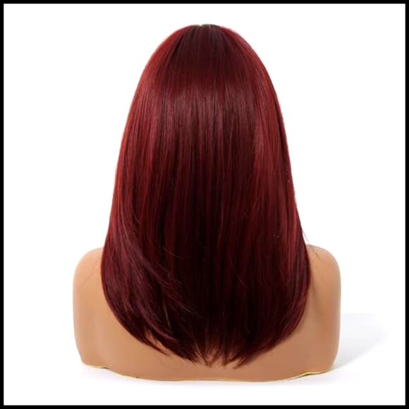 Shoulder Length Layered Human Hair Wig with Bangs Straight Glueless Natural main image 4